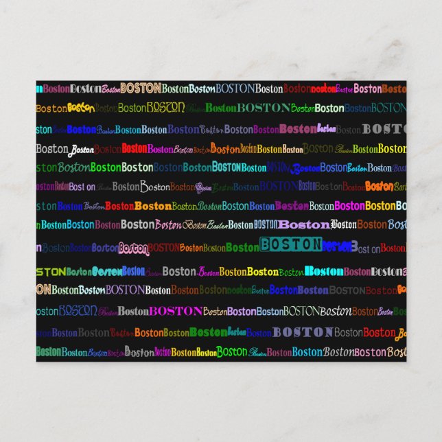 Postal Postcard de Boston Text Design I (Anverso)