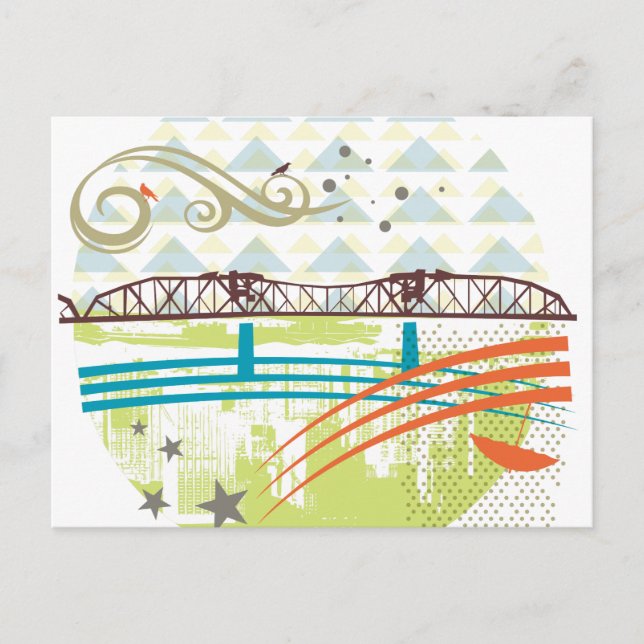 Postal Postcard de Broadway Bridge Portland (Anverso)
