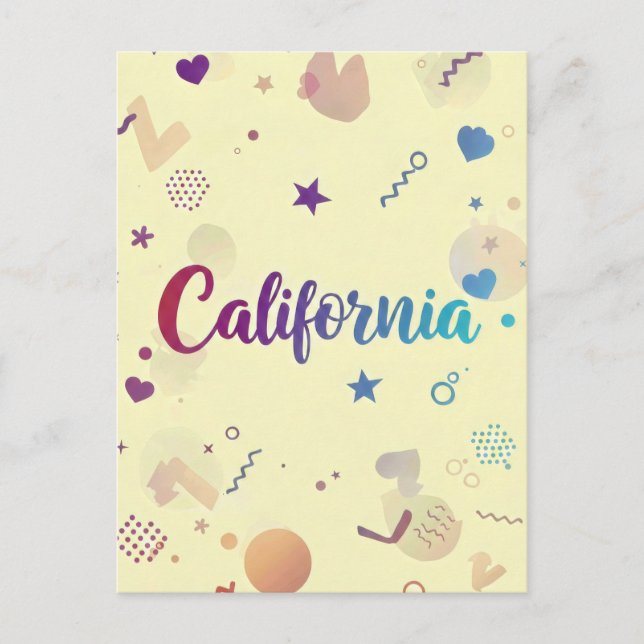 Postal Postcard de California - Texto de moda (Anverso)