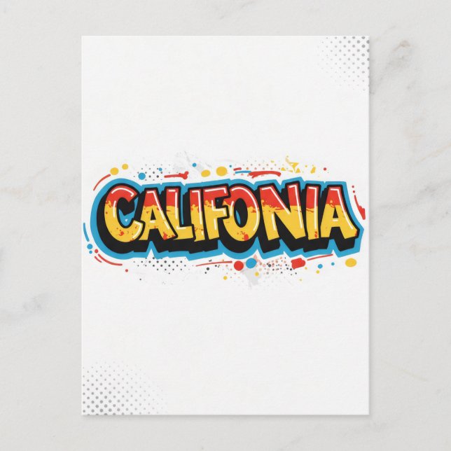 Postal Postcard de California - Texto de moda (Anverso)