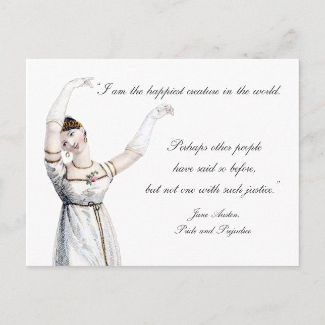 Postal Postcard de citas de Jane Austen (Anverso)