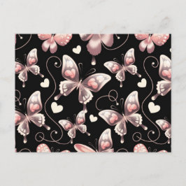 Postal Postcard de diseño de corazones de mariposa