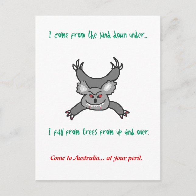 Postal Postcard de Dropbear Australis (Anverso)