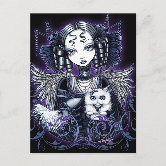 Postal Postcard de Elizabeth White Persian Cat Angel (Anverso)