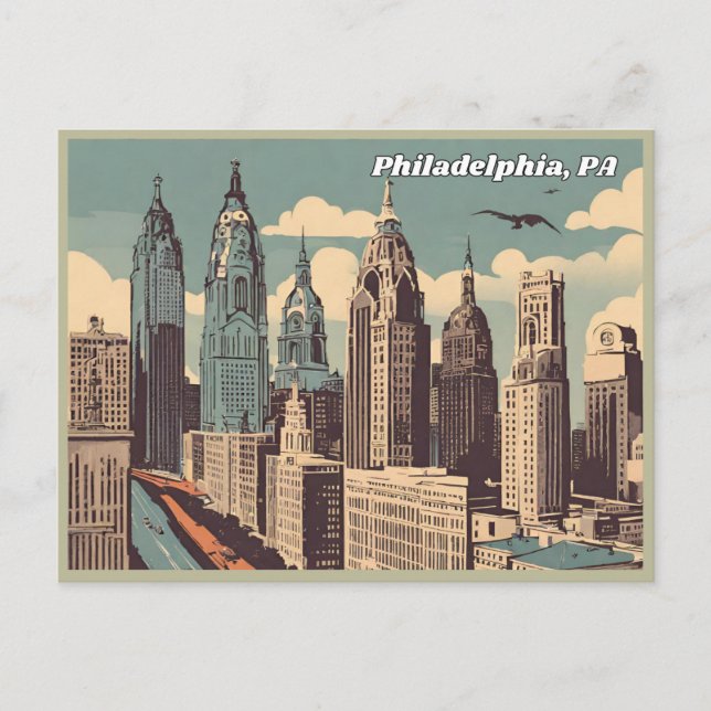 Postal Postcard de Filadelfia y Pensilvania (Anverso)