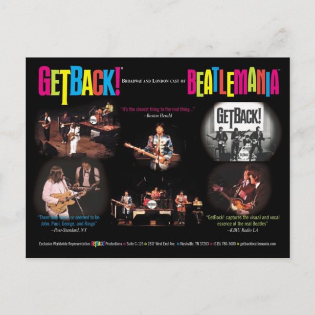 Postal Postcard de GetBack!® Beatlemania (Anverso)