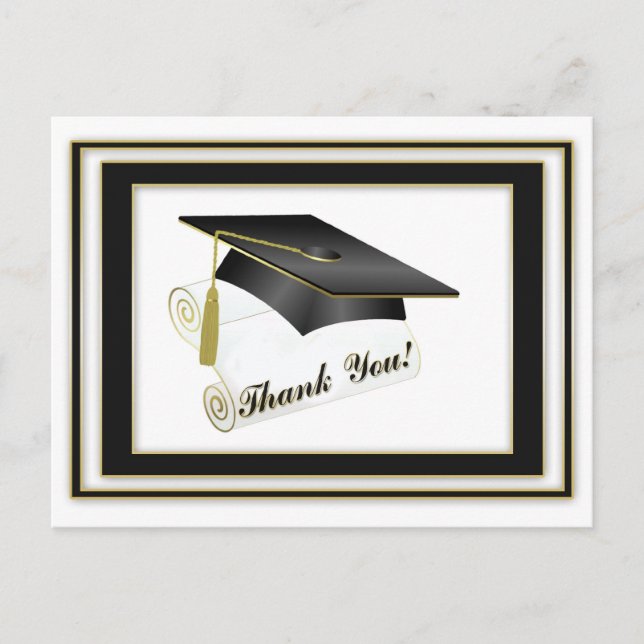 Postal Postcard de Graduado Negro Gracias (Anverso)