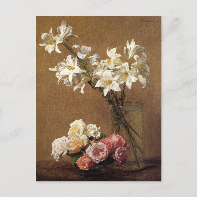 Postal Postcard de Henri Fantin-Latour y Lilies (Anverso)