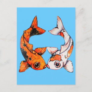 Postal Postcard de Kissing Koi