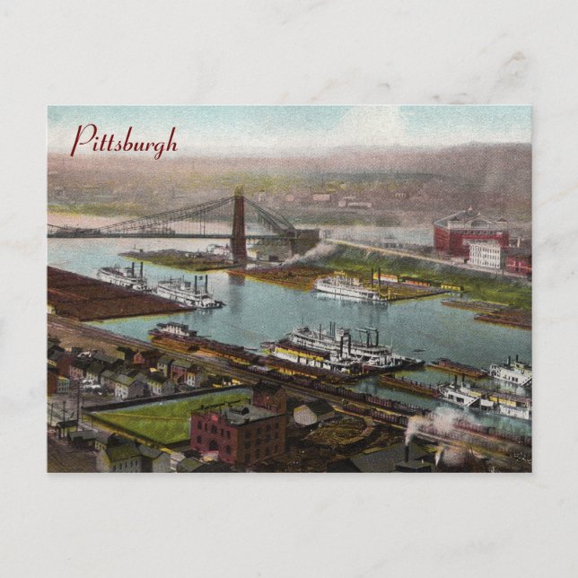 Postal Postcard de la época de Pittsburgh en los años 180 (Anverso)