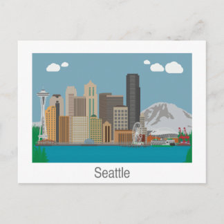 Postal Postcard de la Línea Skyline de Seattle, Washingto