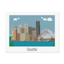Postcard de la Línea Skyline de Seattle, Washingto