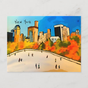 Postal Postcard de la pista de hielo de Nueva York Centra
