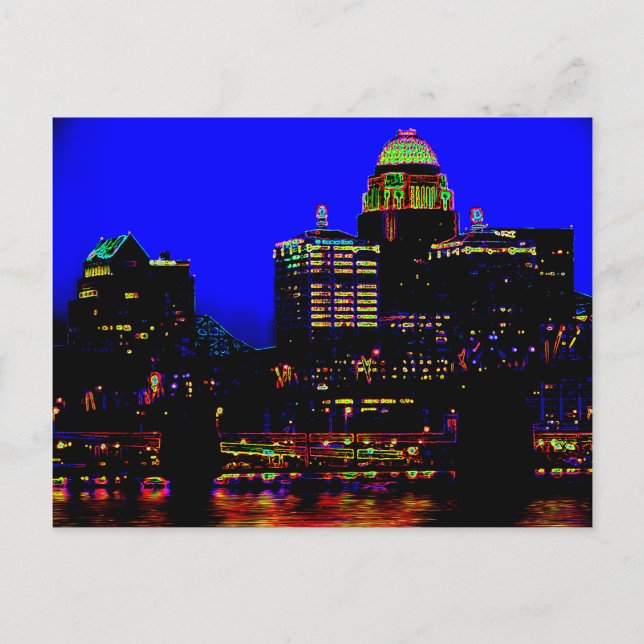 Postal Postcard de Louisville Neon Skyline (Anverso)
