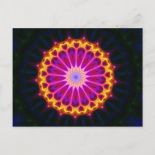 Postal Postcard de Mandala - Amarillo y Rosa
