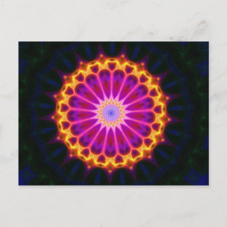 Postal Postcard de Mandala - Amarillo y Rosa