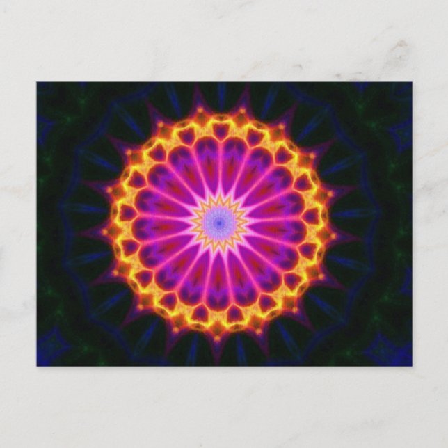 Postal Postcard de Mandala - Amarillo y Rosa (Anverso)