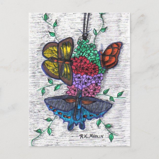 Postal Postcard de mariposas (Anverso)