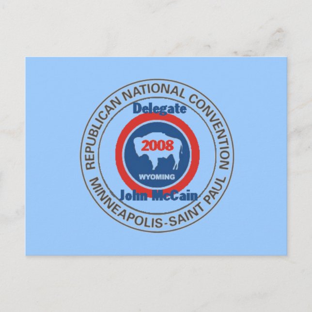 Postal Postcard de McCain WYOMING RNC (Anverso)