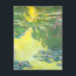 Postal Postcard de Monet Sunset Waterlilies<br><div class="desc">Postal de Monet Sunset Waterlilies. Óleo sobre lienzo de 1907. El impresionista Claude Monet fue uno de los más famosos del impresionista y sigue siendo querido por sus pinturas de nenúfares. El Waterlilies 1907 es una de las pinturas de nenúfares de Monet y cuenta con el sol bellamente colocado sobre...</div>