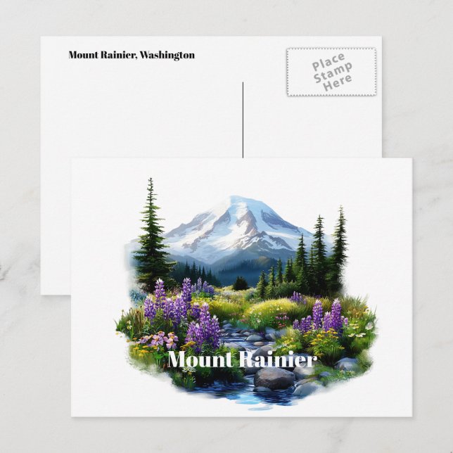 Postal Postcard de Mount Rainier (Anverso / Reverso)