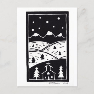 Postal Postcard de Mountain Winter Linocut