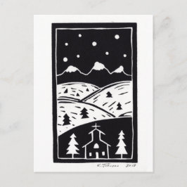 Postal Postcard de Mountain Winter Linocut