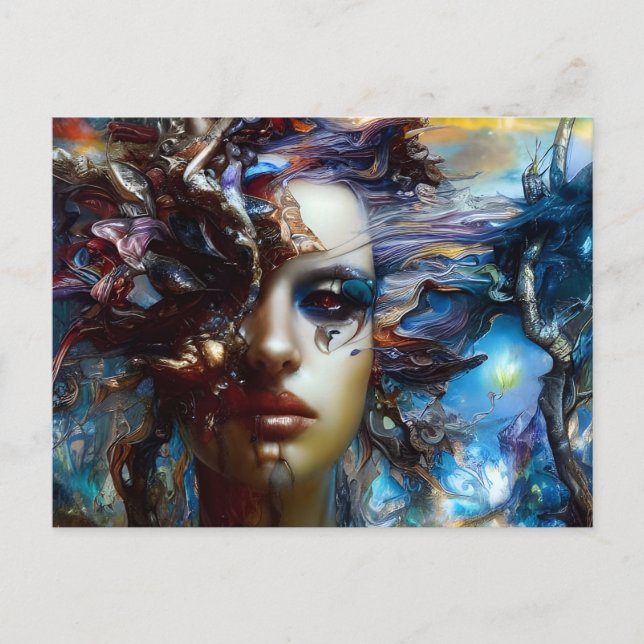 Postal Postcard De Mujer Desordenada (Anverso)