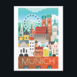 Postal Postcard de Múnich, Alemania<br><div class="desc">El arte original y exclusivo de Max & Oscar incluye iconos y monumentos de tu lugar favorito. Dimensiones: 5, 6" L x 4, 25" H; tamaño de postal de USPS calificada Alta calidad, color completo, impresión a todo color en ambos lados Tipo de papel: Semi-Gloss produce imágenes nítidas y vibrantes...</div>
