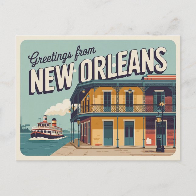 Postal Postcard de Nueva Orleans | Saludos desde (Anverso)