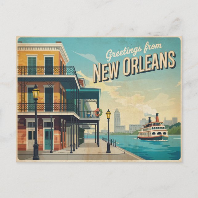 Postal Postcard de Nueva Orleans | Saludos desde (Anverso)