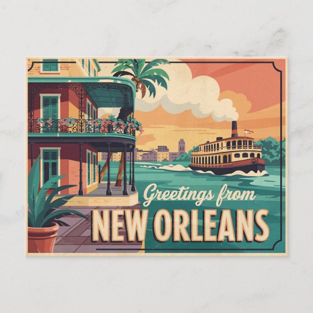 Postal Postcard de Nueva Orleans | Saludos desde (Anverso)