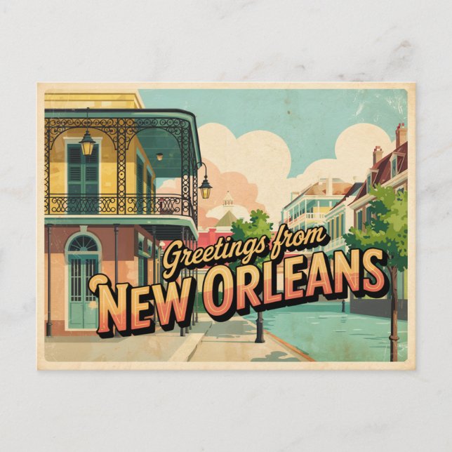 Postal Postcard de Nueva Orleans | Saludos desde (Anverso)