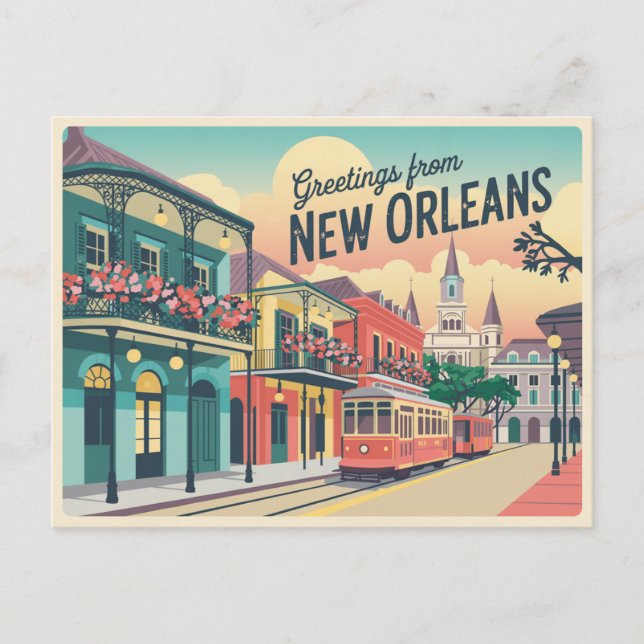 Postal Postcard de Nueva Orleans | Saludos desde (Anverso)