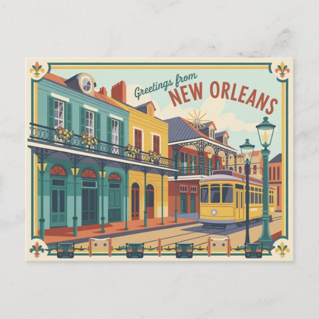 Postal Postcard de Nueva Orleans | Saludos desde (Anverso)