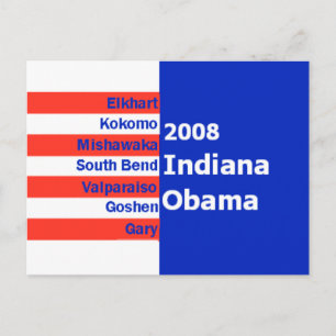 Postal Postcard de Obama INDIANA