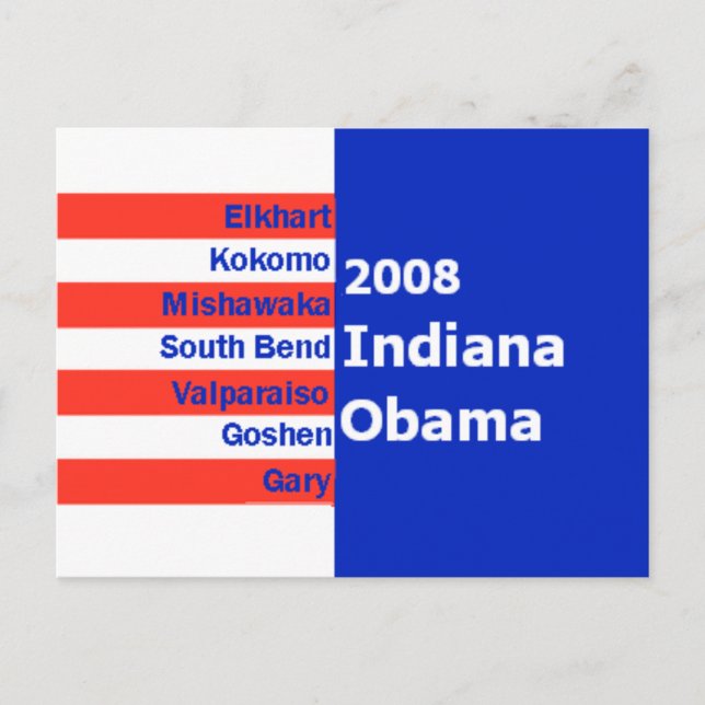 Postal Postcard de Obama INDIANA (Anverso)
