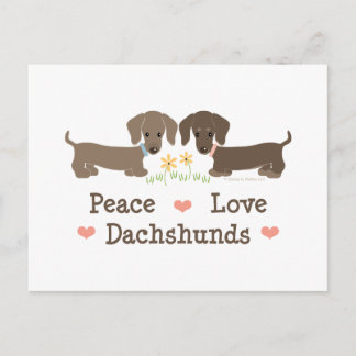 Postal Postcard de Peace Love Dachshunds