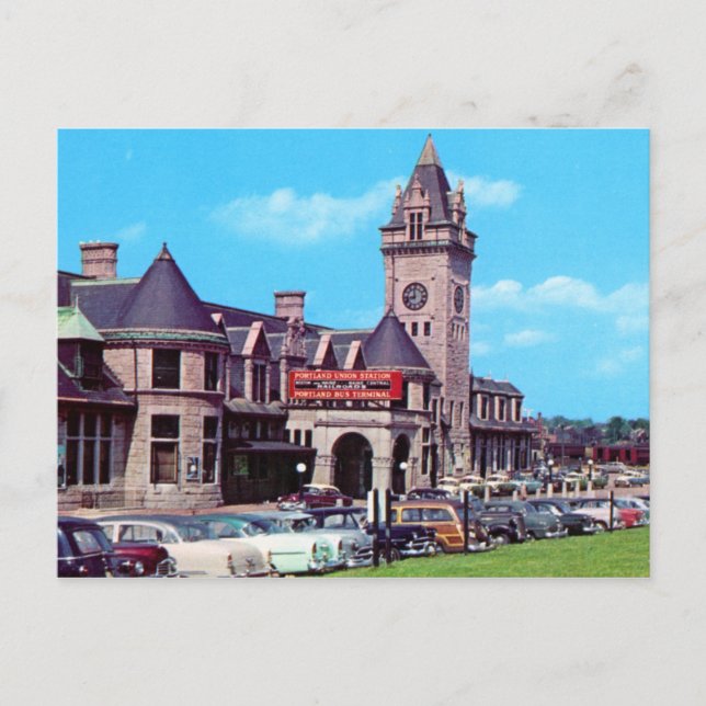 Postal Postcard de Portland, Maine Union Station 1950 (Anverso)