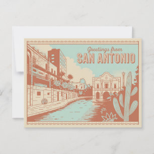 Postal Postcard de San Antonio Vintage   Saludos desde