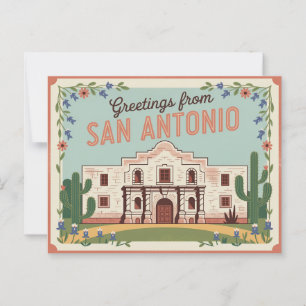 Postal Postcard de San Antonio Vintage   Saludos desde