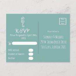 Postal Postcard de Sea Glass Seahorse Beach RSVP