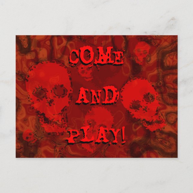 Postal Postcard de Skull Specters Red 'Come and Play!' (Anverso)