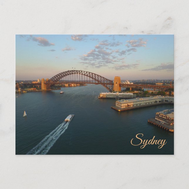 Postal Postcard de Sydney - Foto aérea del puerto de Sydn (Anverso)