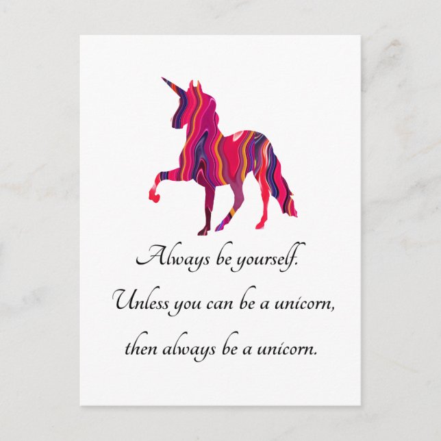 Postal Postcard de Unicornio diciendo (Anverso)