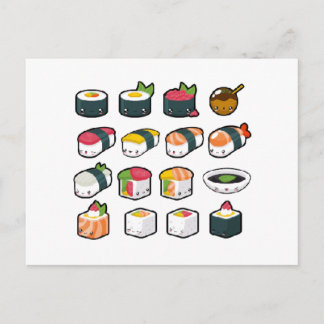 Postal Postcard de variedad de sushi