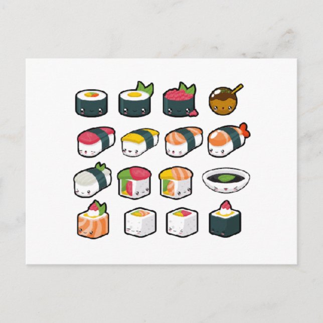 Postal Postcard de variedad de sushi (Anverso)