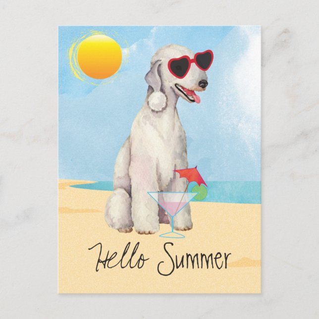 Postal Postcard de verano de Bedlington Terrier (Anverso)