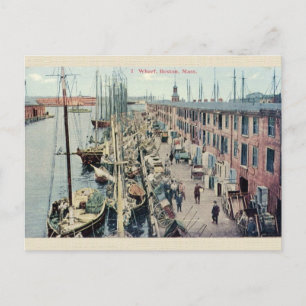 Postal Postcard de vintage Boston Wharf