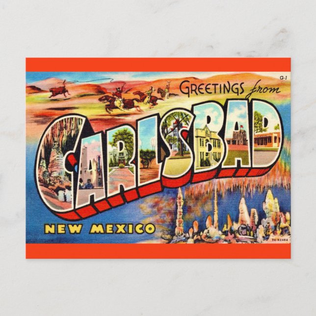Postal Postcard de Vintage Carlsbad NM (Anverso)